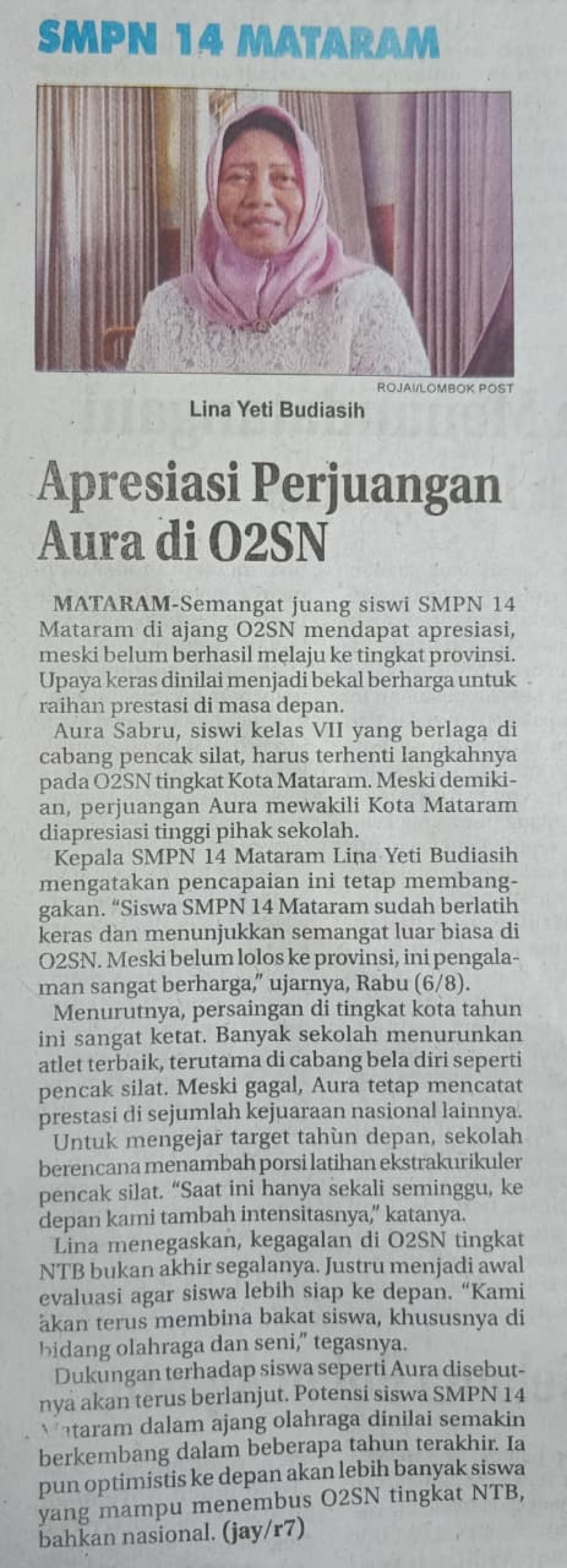 APRESIASI PERJUANGAN AURA DI O2SN