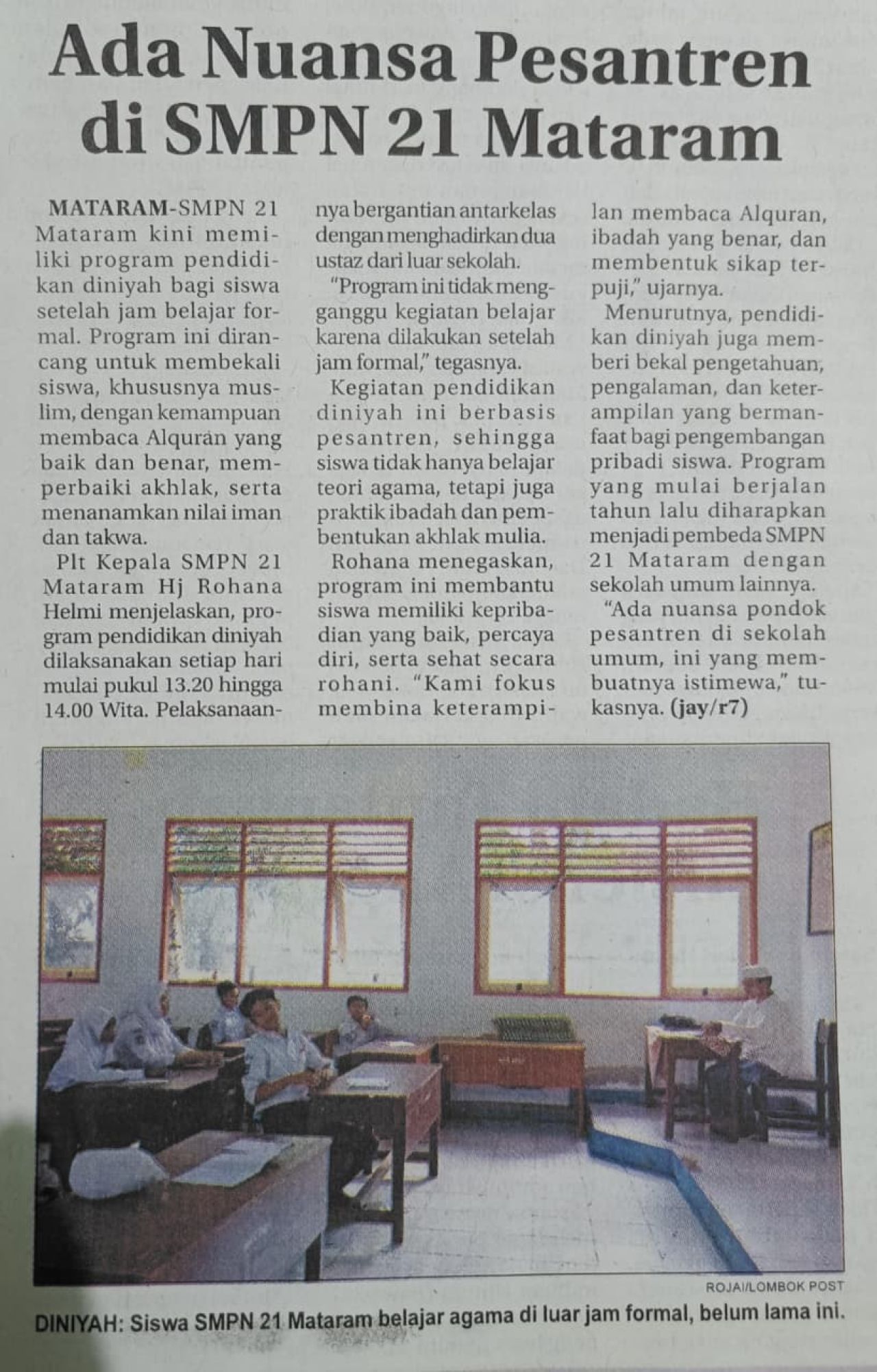 ADA NUANSA PESANTREN DI SMPN 21 MATARAM