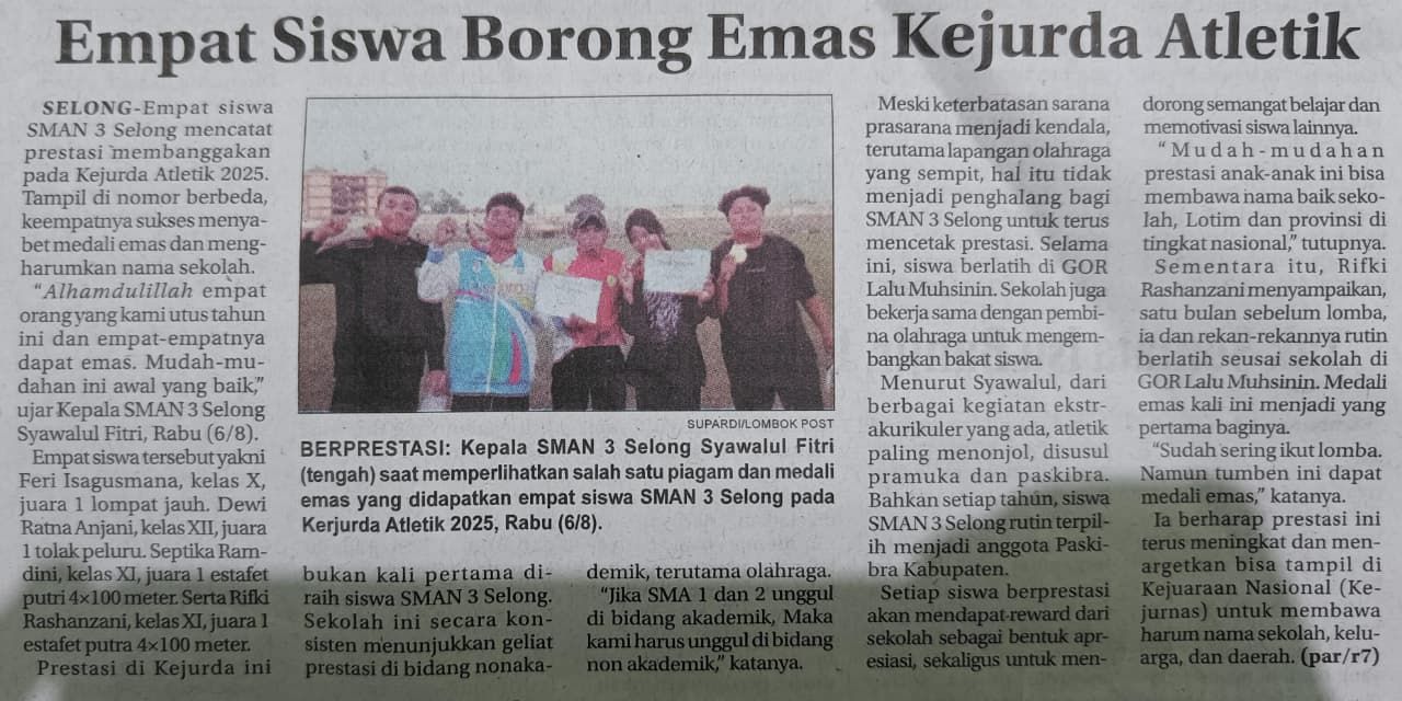 EMPAT SISWA BORONG EMAS KEJURDA ATLETIK