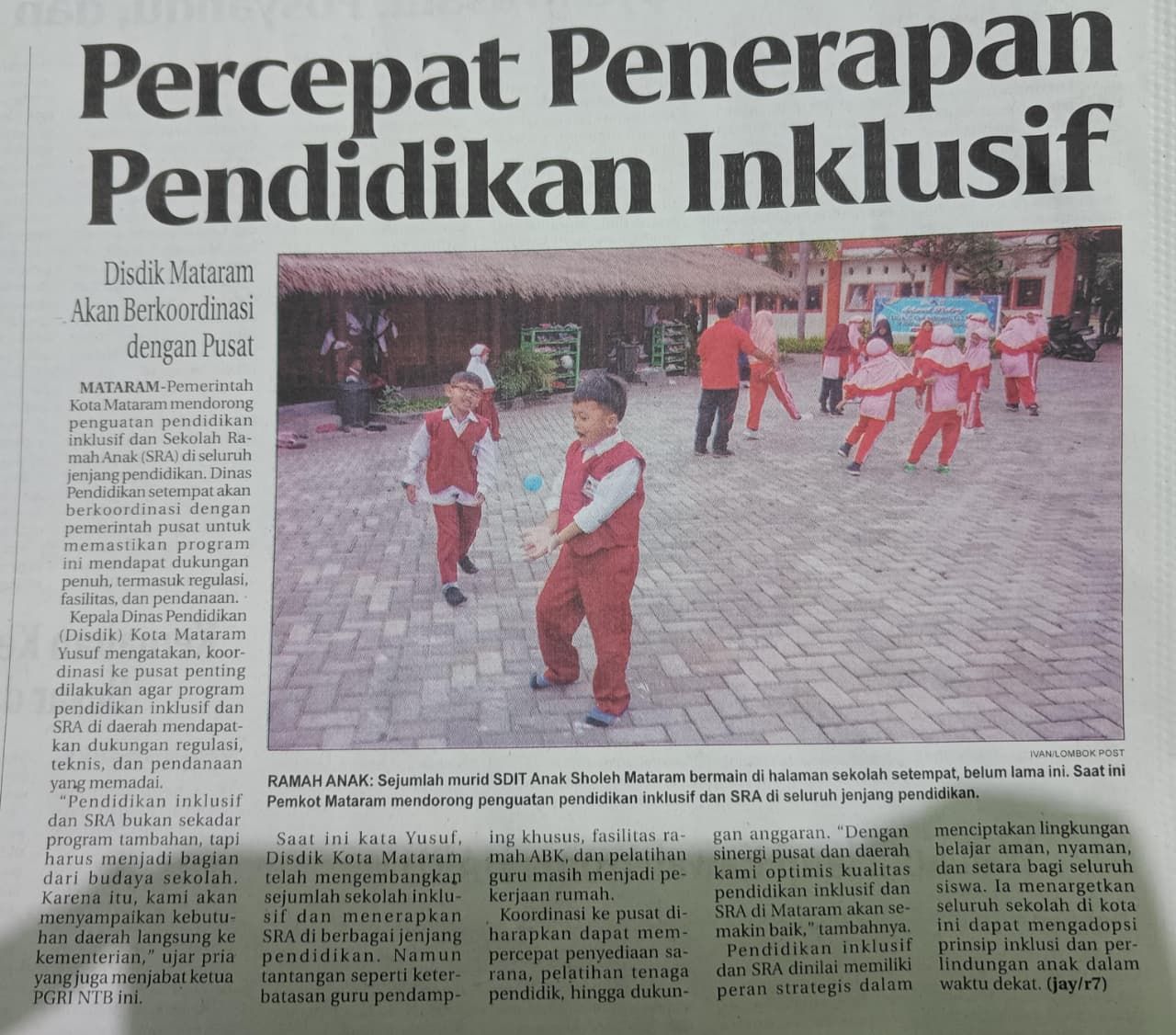 PERCEPAT PENERAPAN PENDIDIKAN INKLUSIF