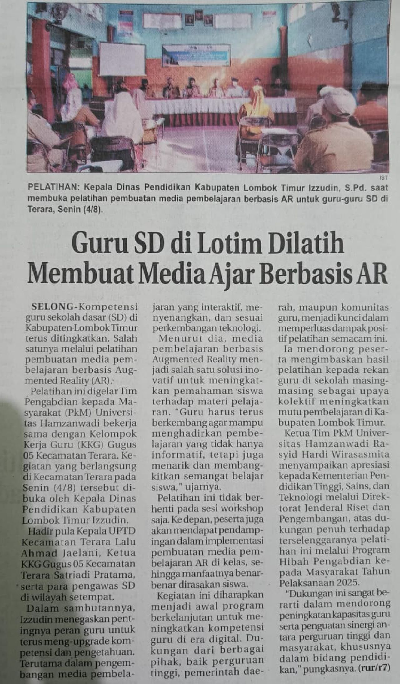 GURU SD DI LOTIM DILATIH MEMBUAT MEDIA AJAR BERBASIS AR