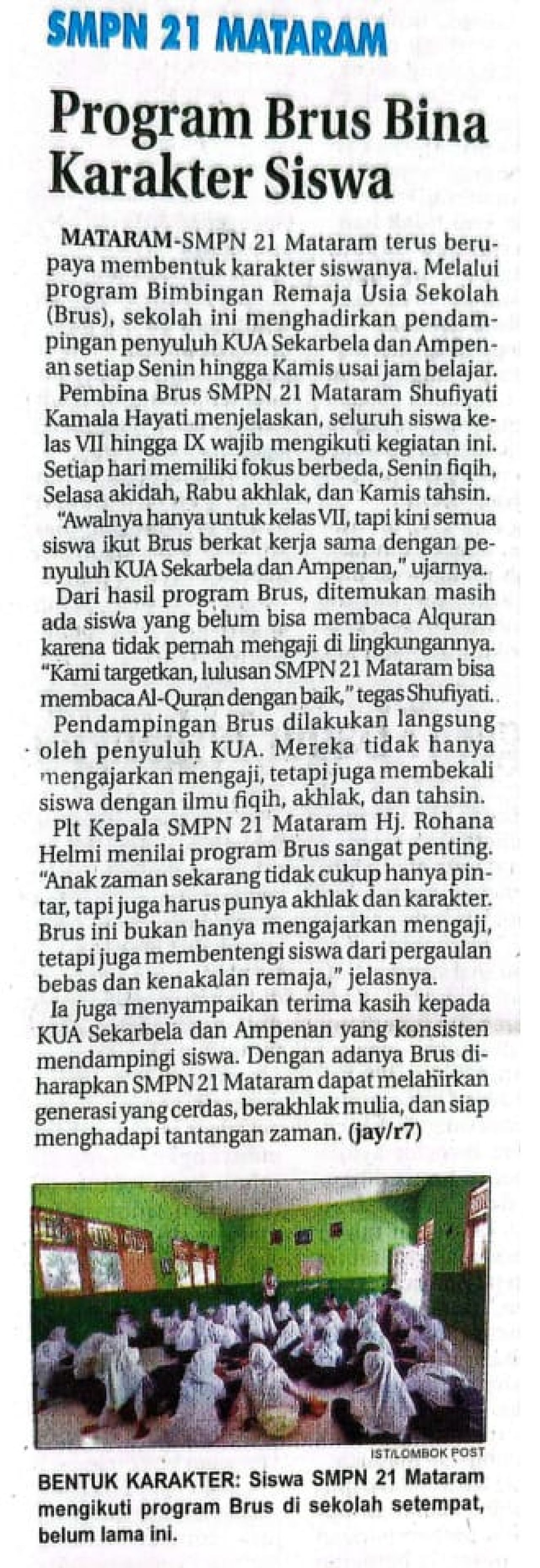 PROGRAM BRUS BINA KARAKTER SISWA