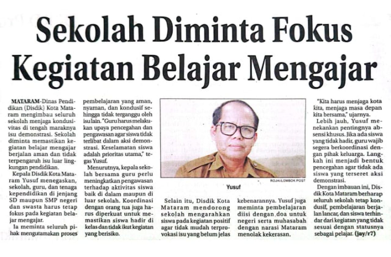SEKOLAH DIMINTA FOKUS KEGIATAN BELAJAR MENGAJAR