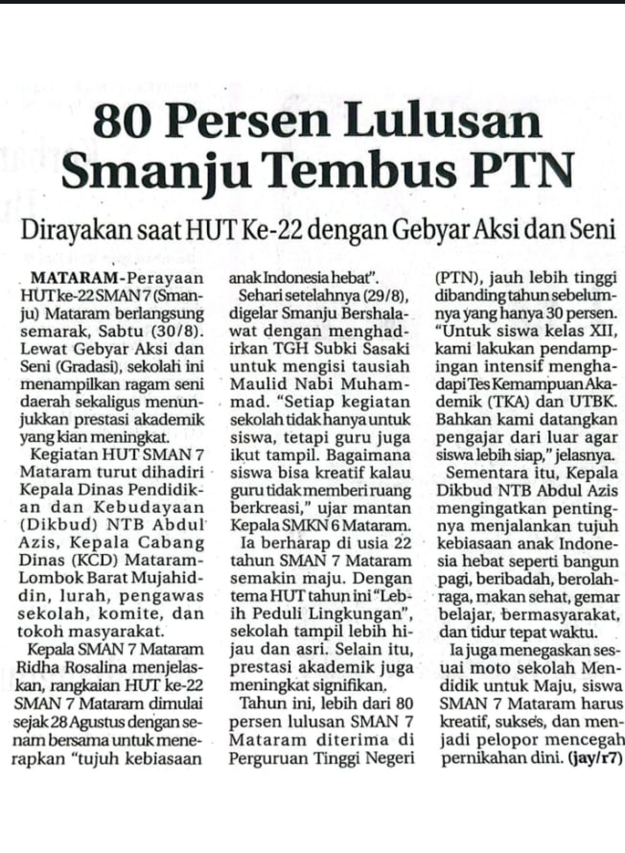 80 PERSE LULUSAN SMANJ TEMBUS PTN
