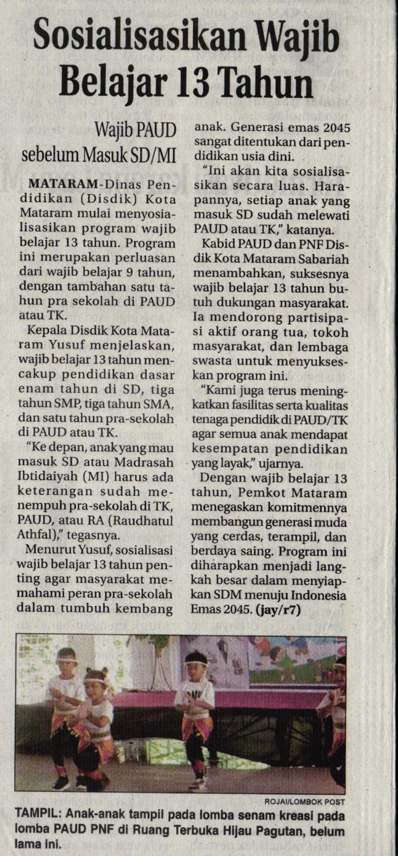 SOSIALISASI WAJIB BELAJAR 13 TAHUN