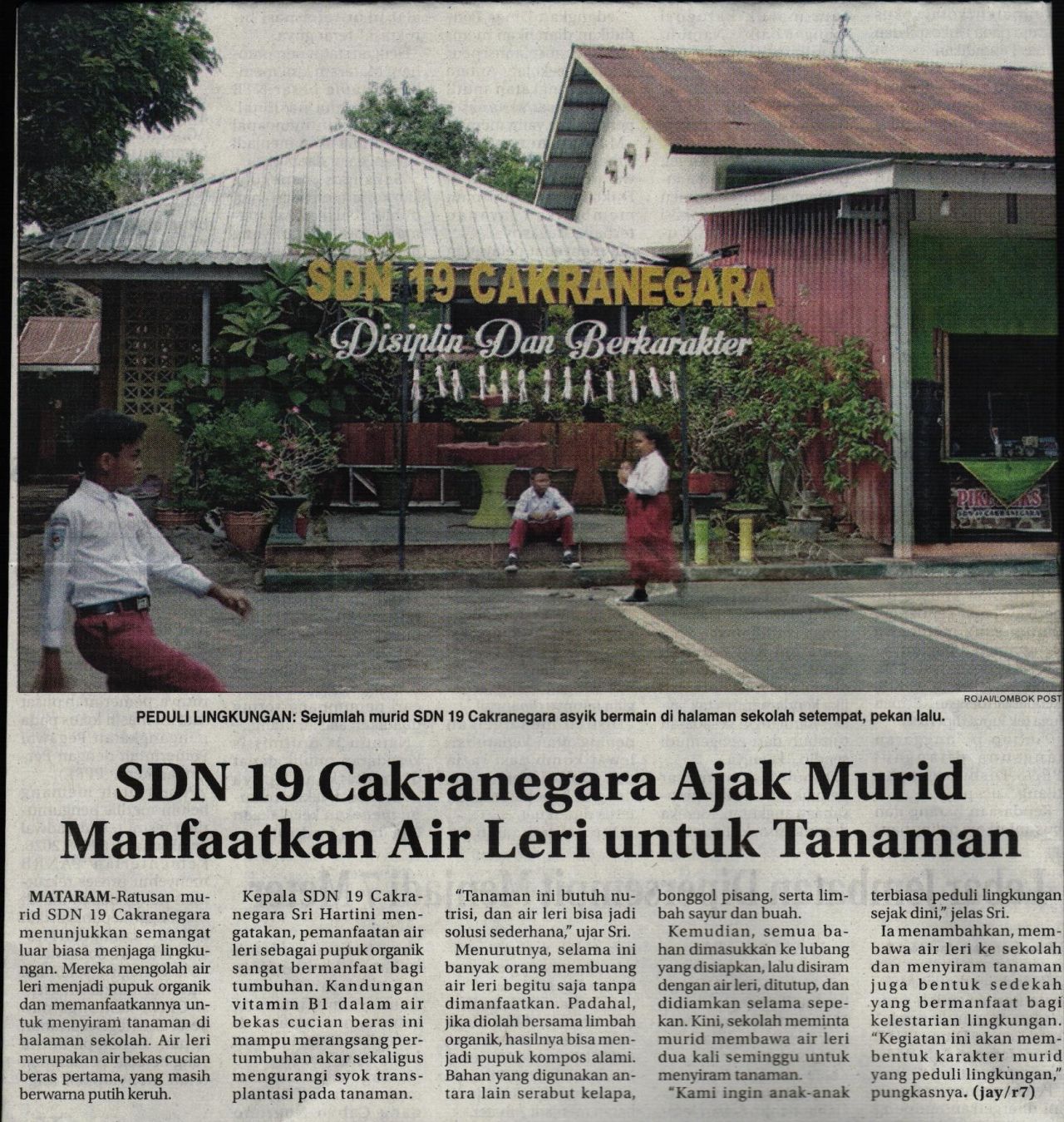 SDN 19 CAKRANEGARA AJAK MURID MANFAATKAN AIR LERI UNTUK TANAMAN