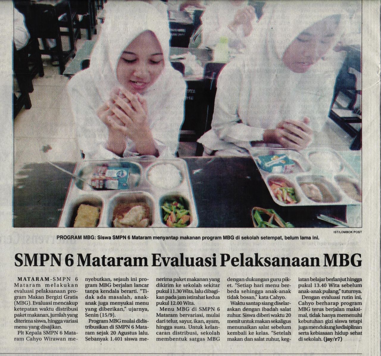SMPN 6 MATARAM EVALUASI PELAKSANAAN MBG