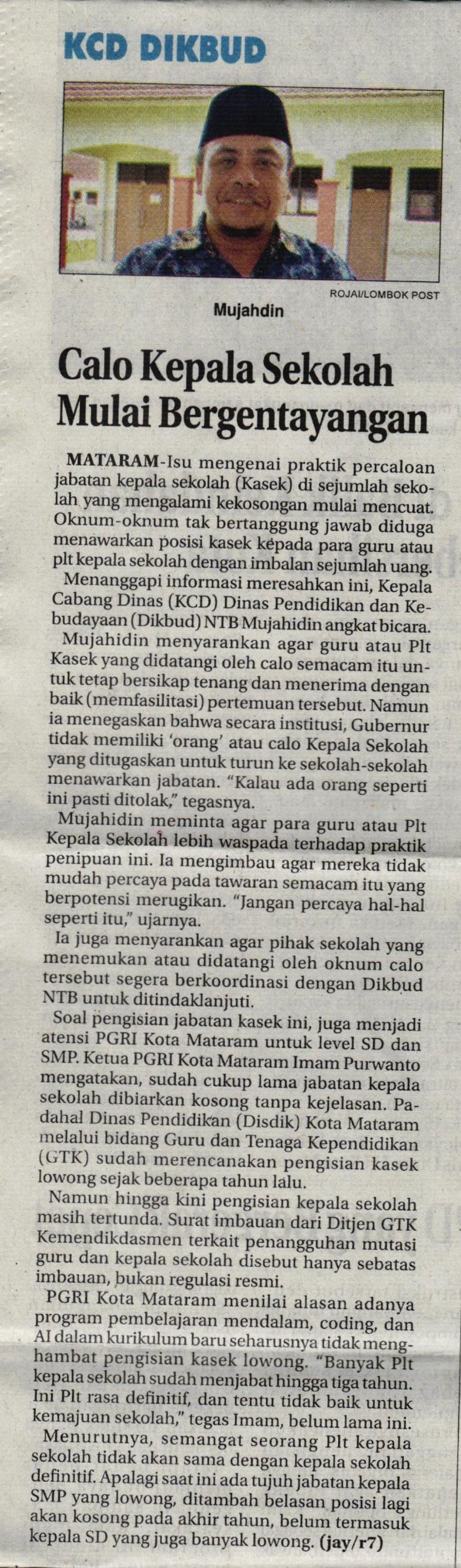 calo kepala sekolah mulai bergentayangan
