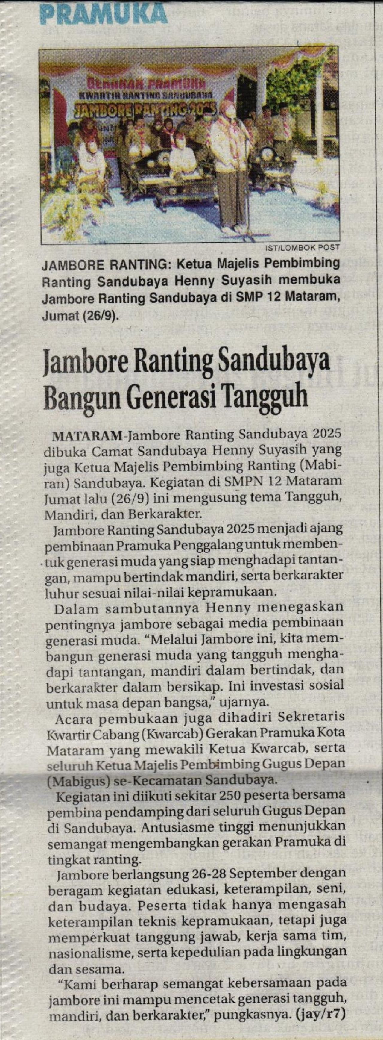 JAMBORE RANTING SANDUBAYA BANGUN GENERASI TANGGUH