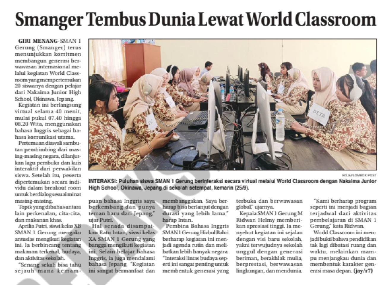SMANGER TEMBUS DUNIA LEWAT WORLD CLASSROOM