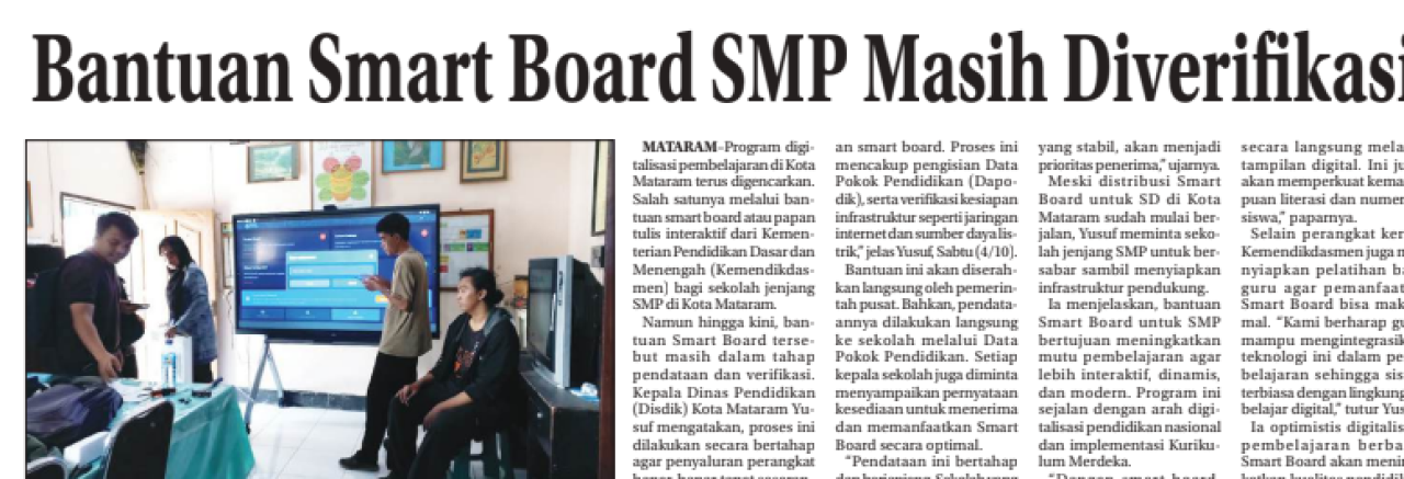 BANTUAN SMART BOARD SMP MASIH DIVERIFIKASI