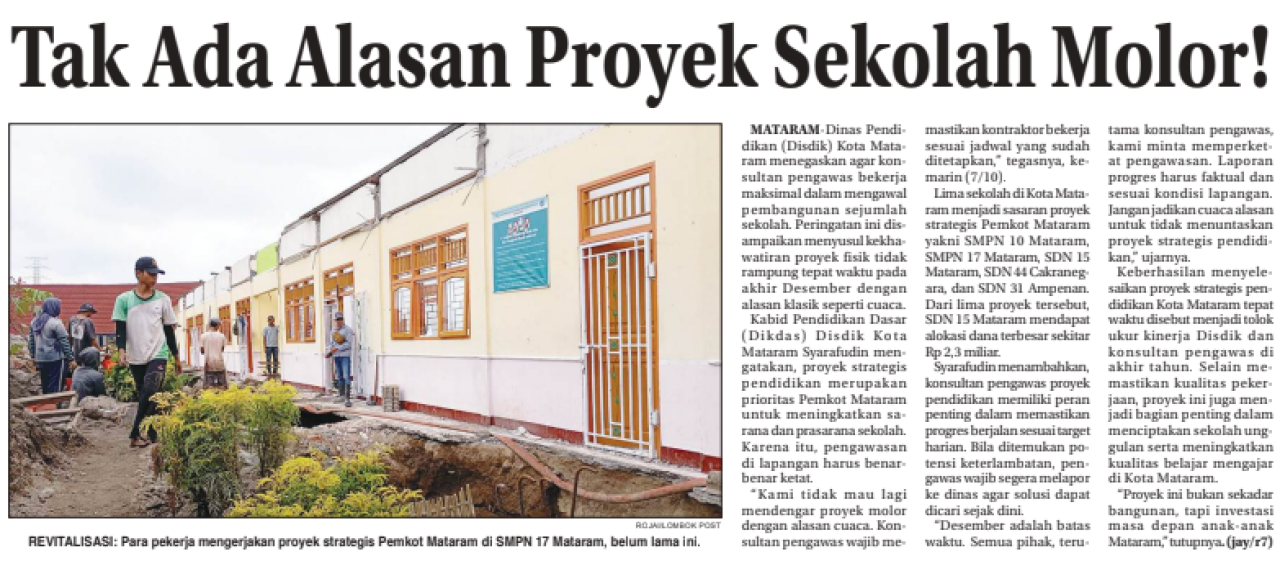 TAK ADA ALASAN PROYEK SEKOLAH MOLOR!