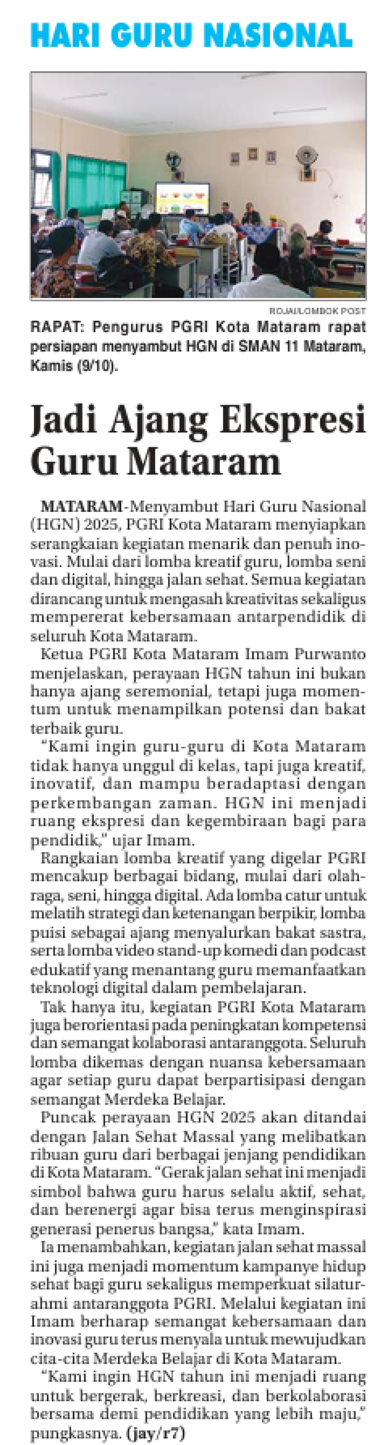 HARI GURU NASIONAL JADI AJANG EKSPRESI GURU MATARAM