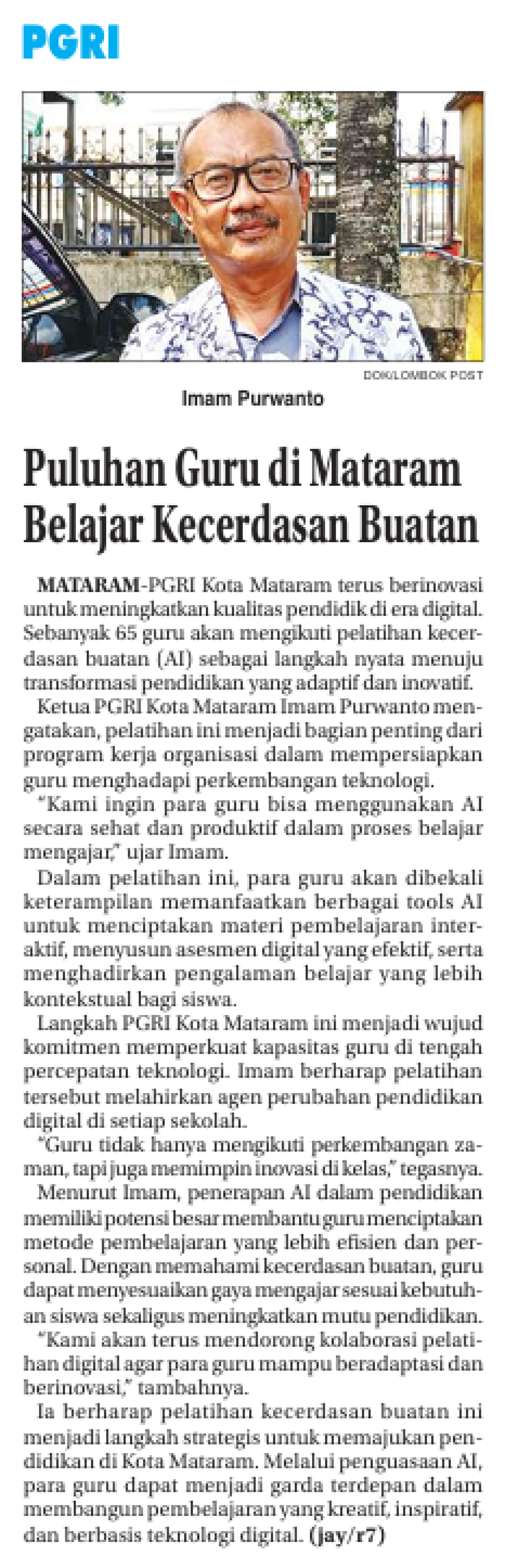 PULUHAN GURU DI MATARAM BELAJAR KECERDASAN BUATAN