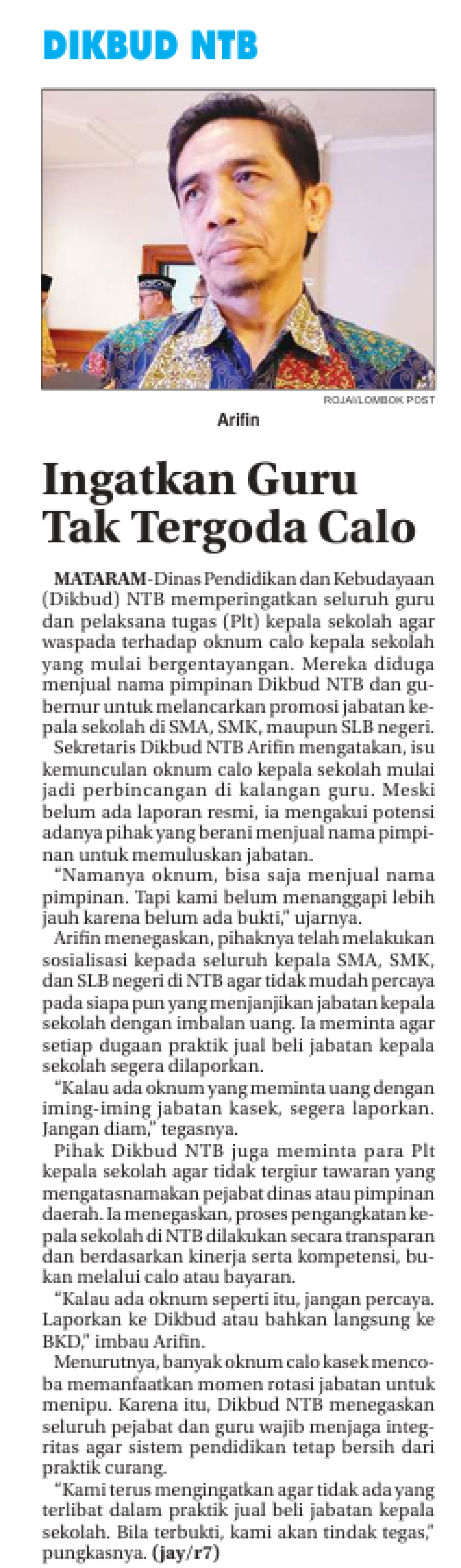 INGATKAN GURU TAK TERGODA CALO