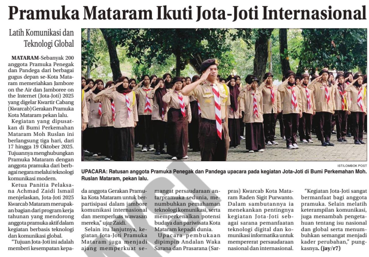 PRAMUKA MATARAM IKUT JOTA-JOTI INTERNASIONAL