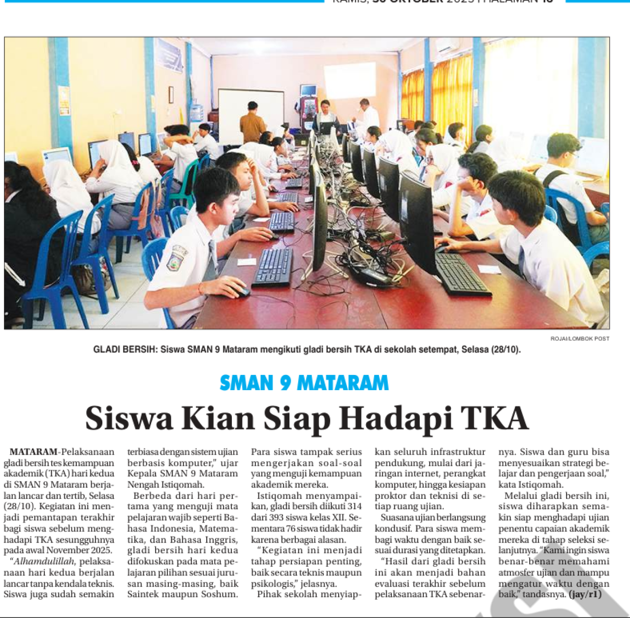 SMAN 9 MATARAM SISWA KIAN SIAP HADAPI TKA