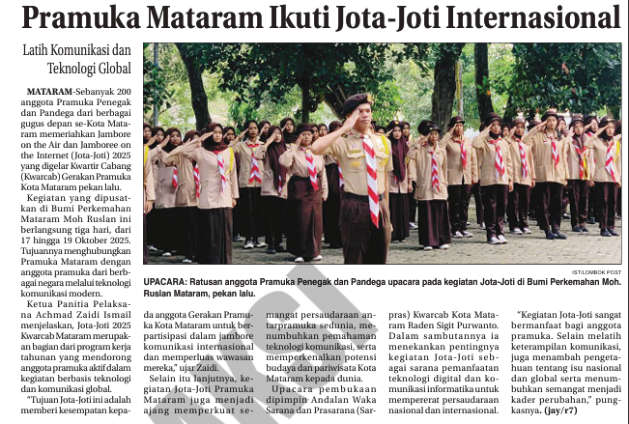 PRAMUKA MATARAM IKUTI JOTA-JOTI INTERNASIONAL