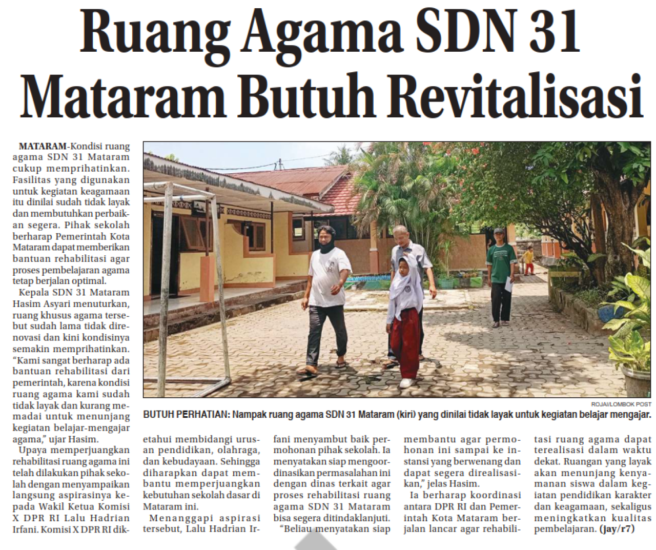 Ruang Agama SDN 31  Mataram Butuh Revitalisasi