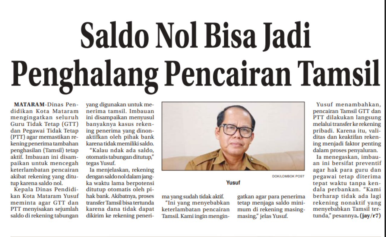 SALDO NOL BISA JADI PENGHALANG PENCAIRAN TAMSIL
