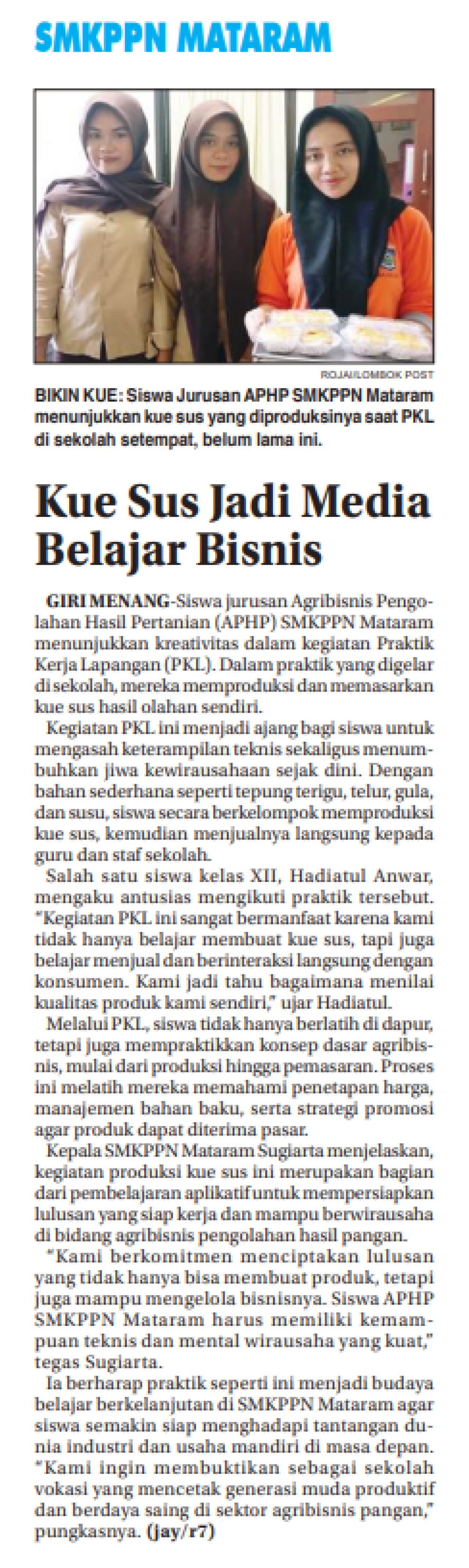 SMKPPN MATARAM  KUE SUS JADI MEDIA BELAJAR BISNIS