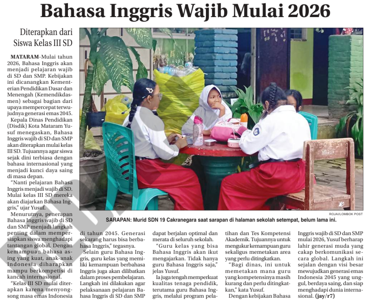 Bahasa Inggris Wajib Mulai 2026