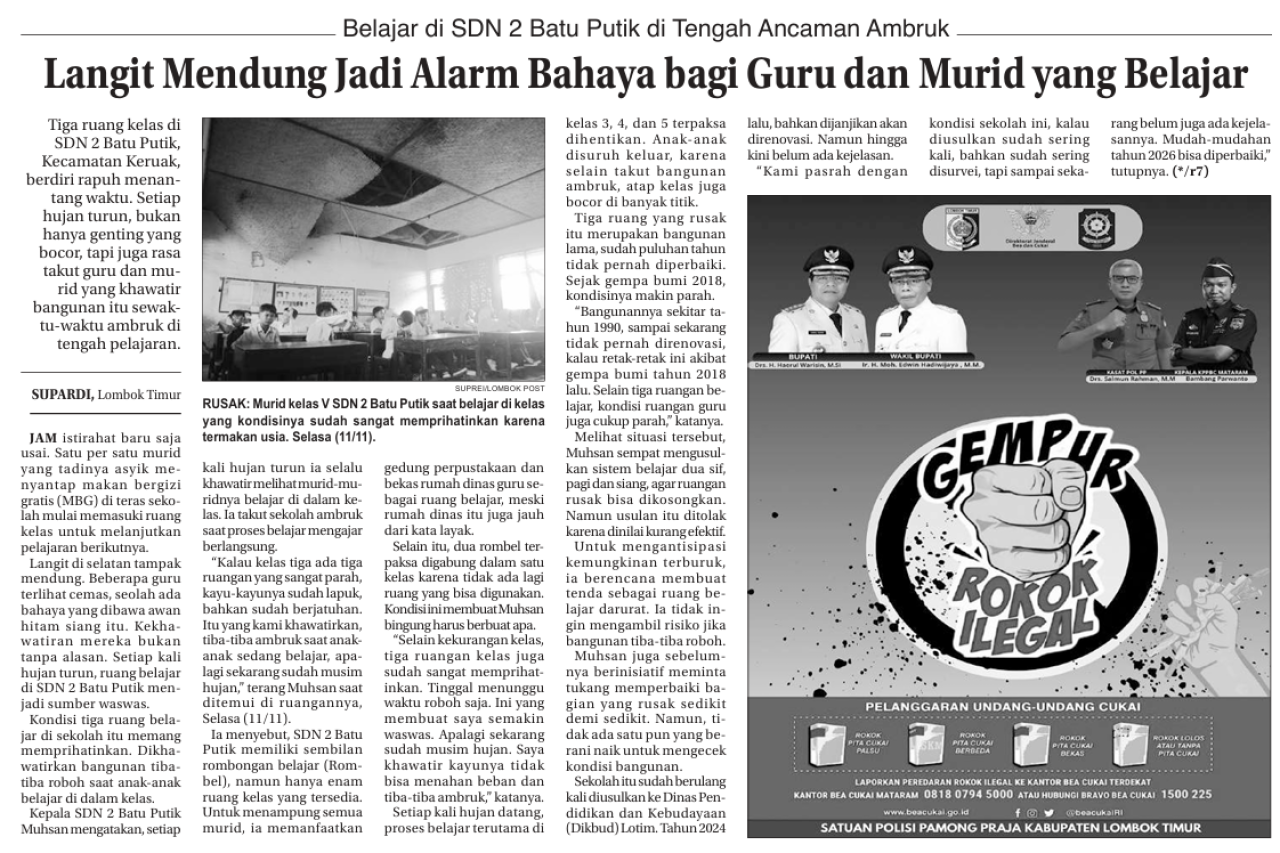 Belajar di SDN 2 Batu Putik di Tengah Ancaman Ambruk