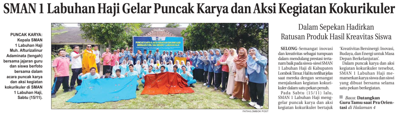 SMAN 1 Labuan Haji Gelar Puncak Karya dan Aksi Kegiatan Kokurikuler