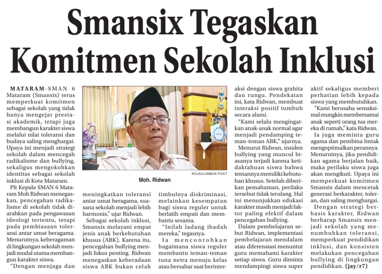 Smansix Tegaskan Komitmen Sekolah Inklusi