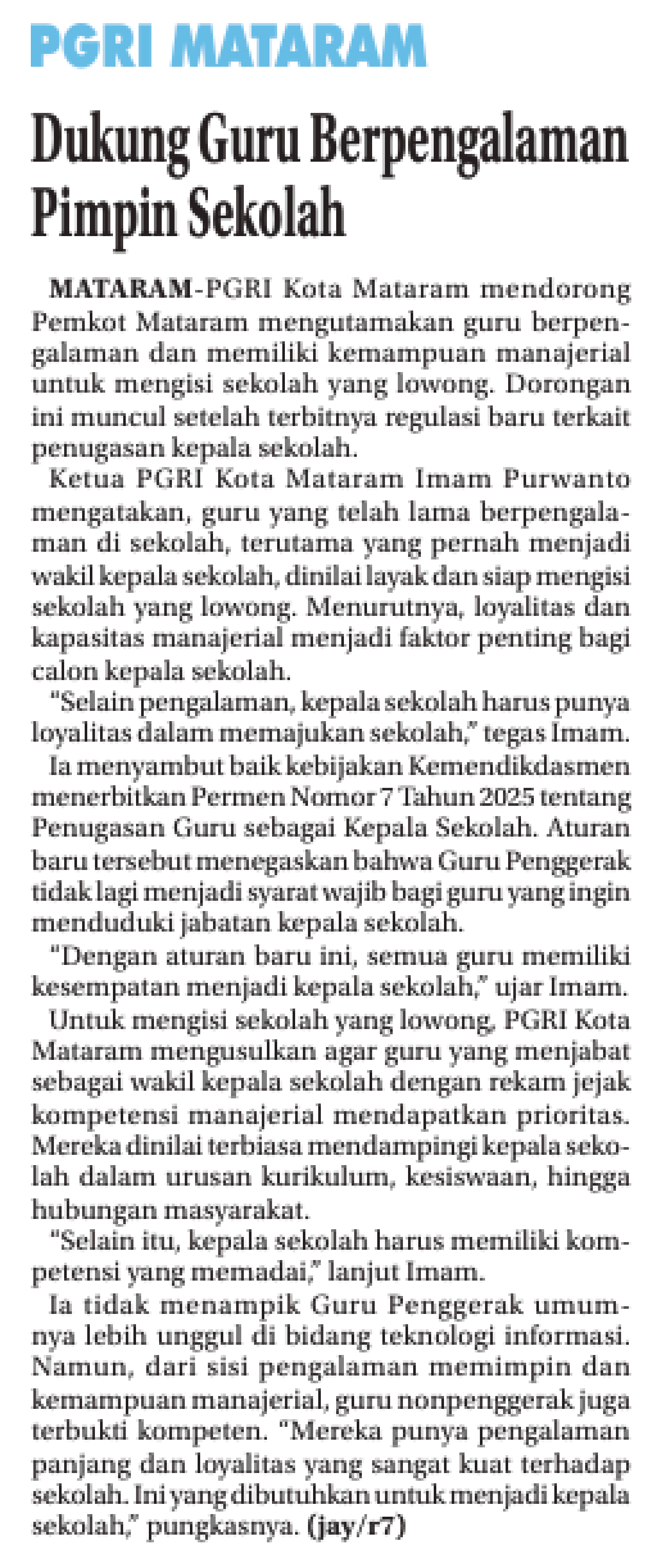 Dukung Guru Berpengalaman Pimpin Sekolah