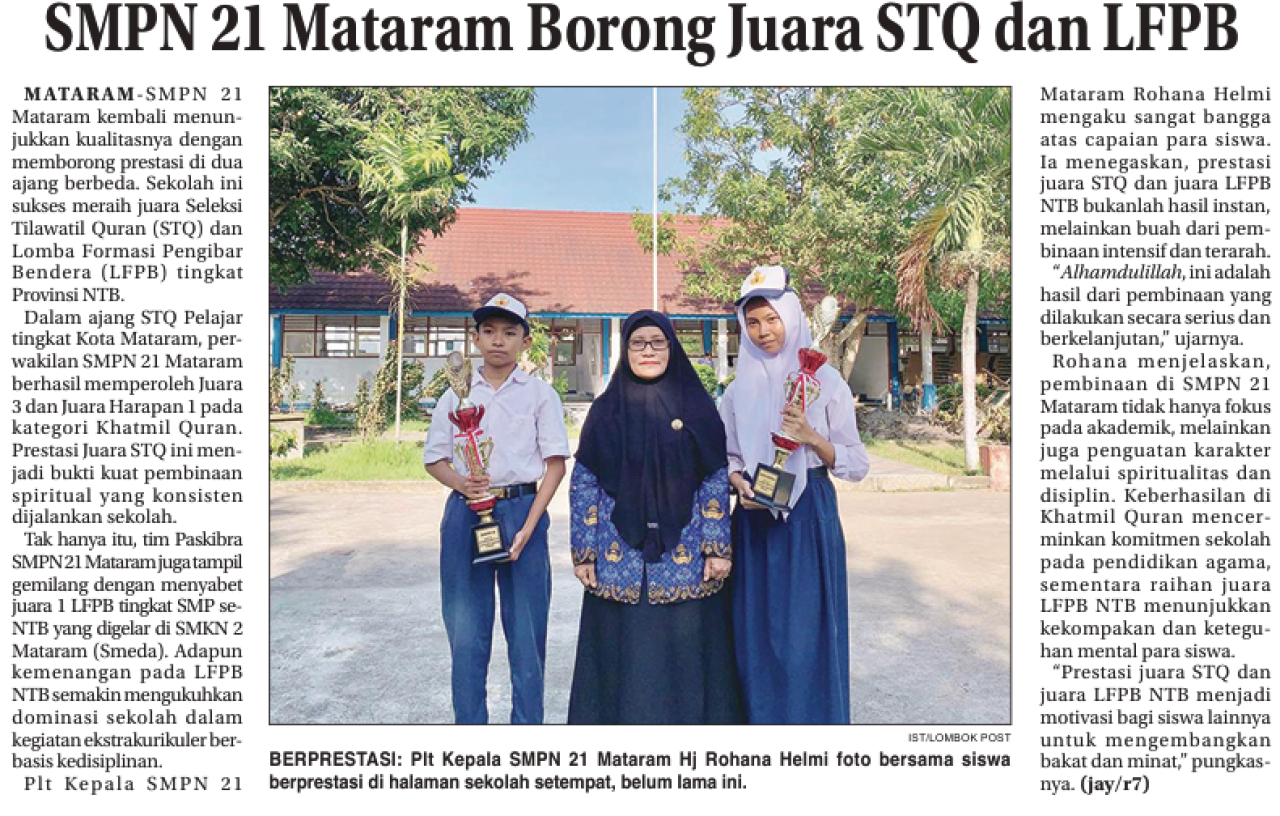 SMPN 21 Mataram Borong Juara STQ dan LFBP