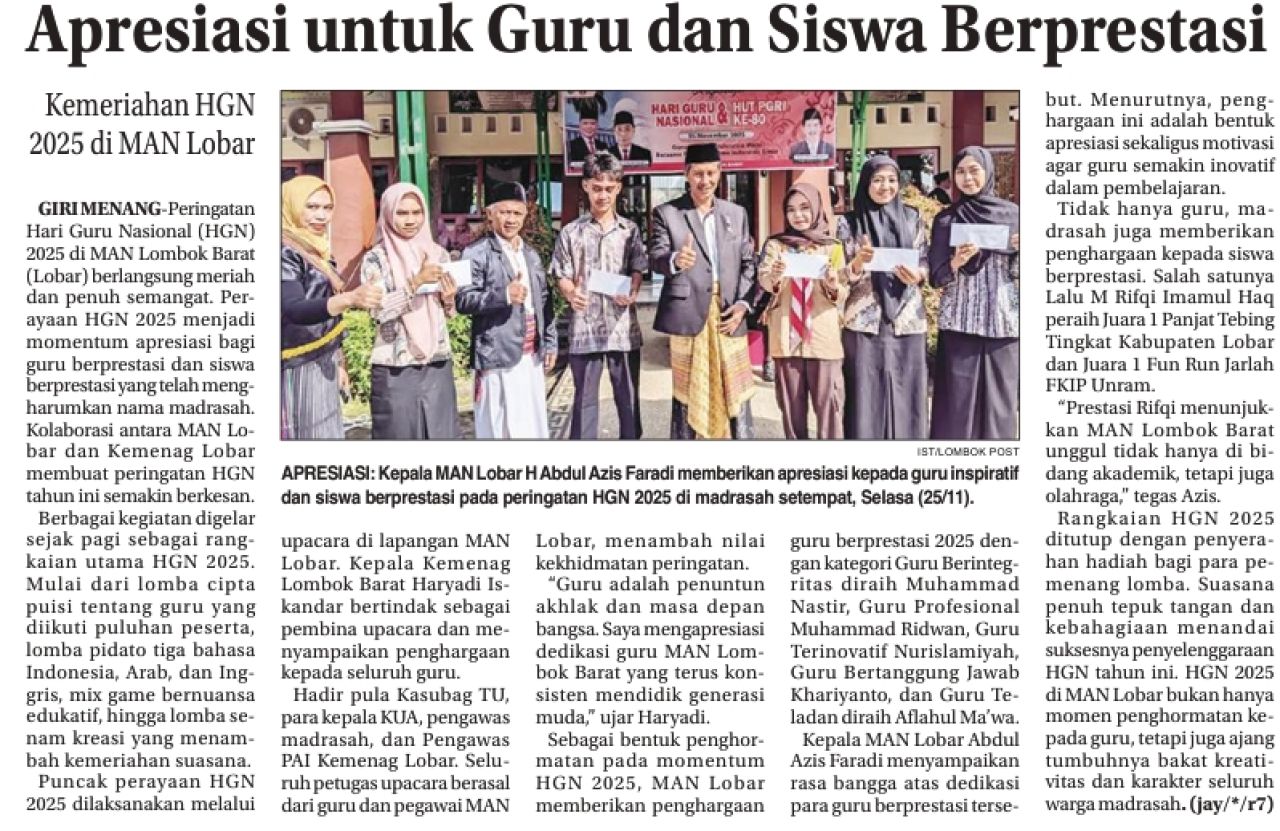 Apresiasi untuk Guru dan Siswa Berprestasi