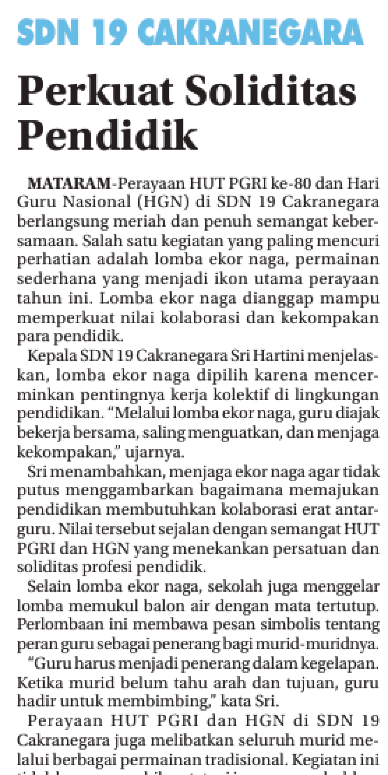 SDN 19 CAKRANEGARA Perkuat Soliditas Pendidik