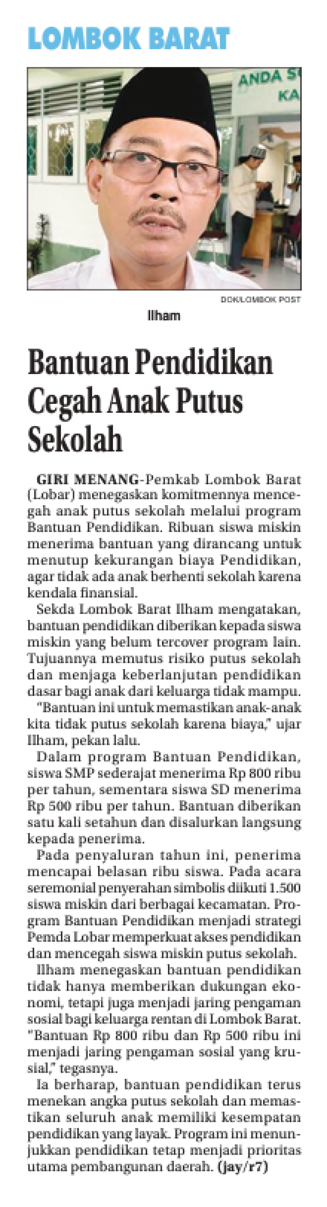 Bantuan Pendidikan Cegah Anak Putus Sekolah