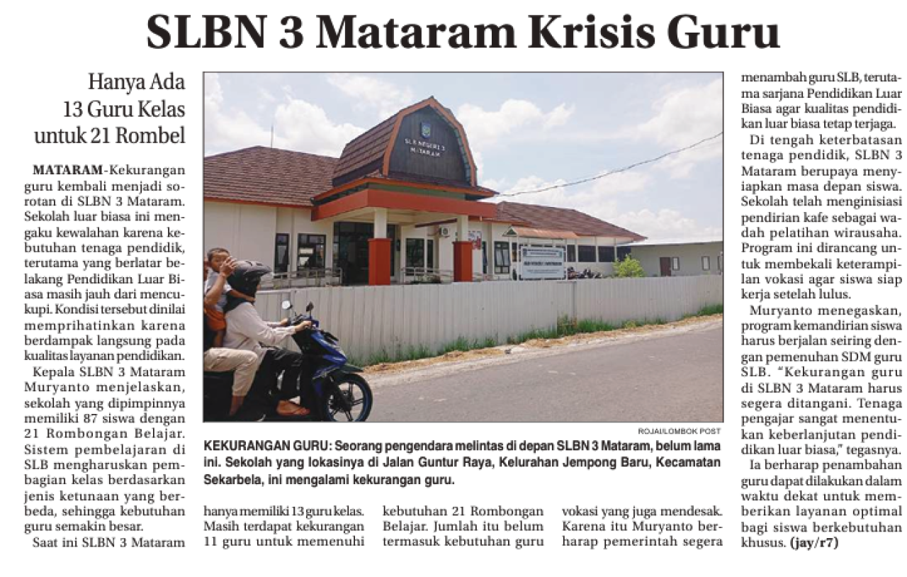 SLBN 3 Mataram Krisis Guru