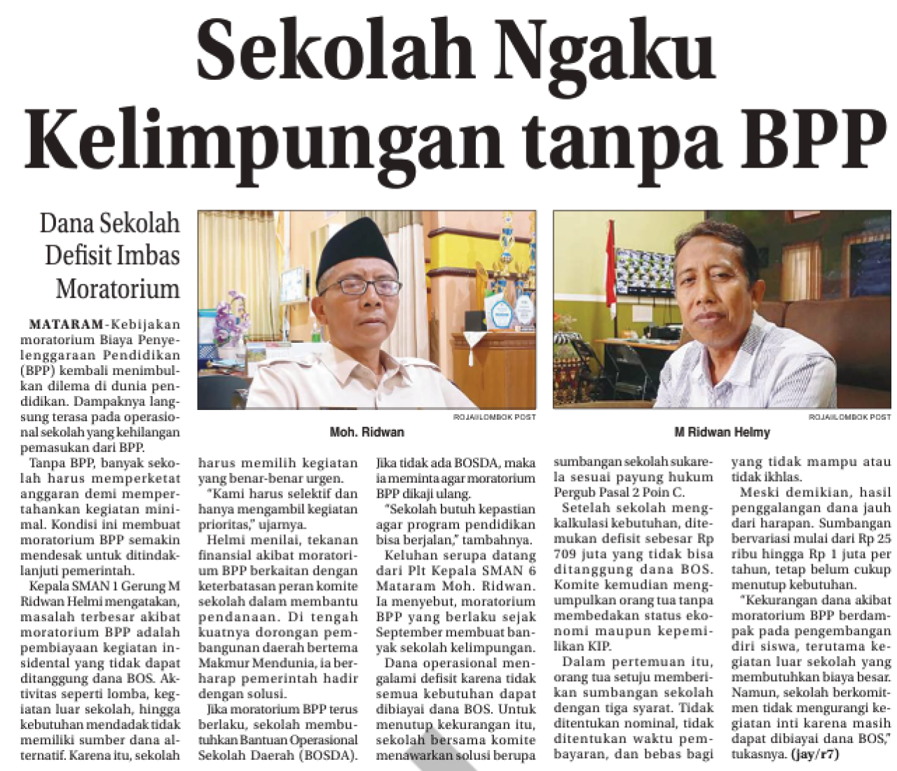 Sekolah Ngaku Kelimpungan tanpa BPP