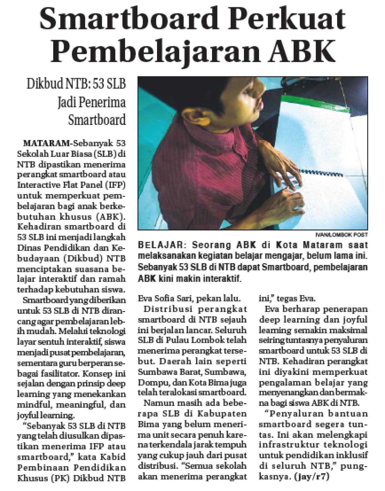 Smartboard Perkuat Pembelajaran ABK