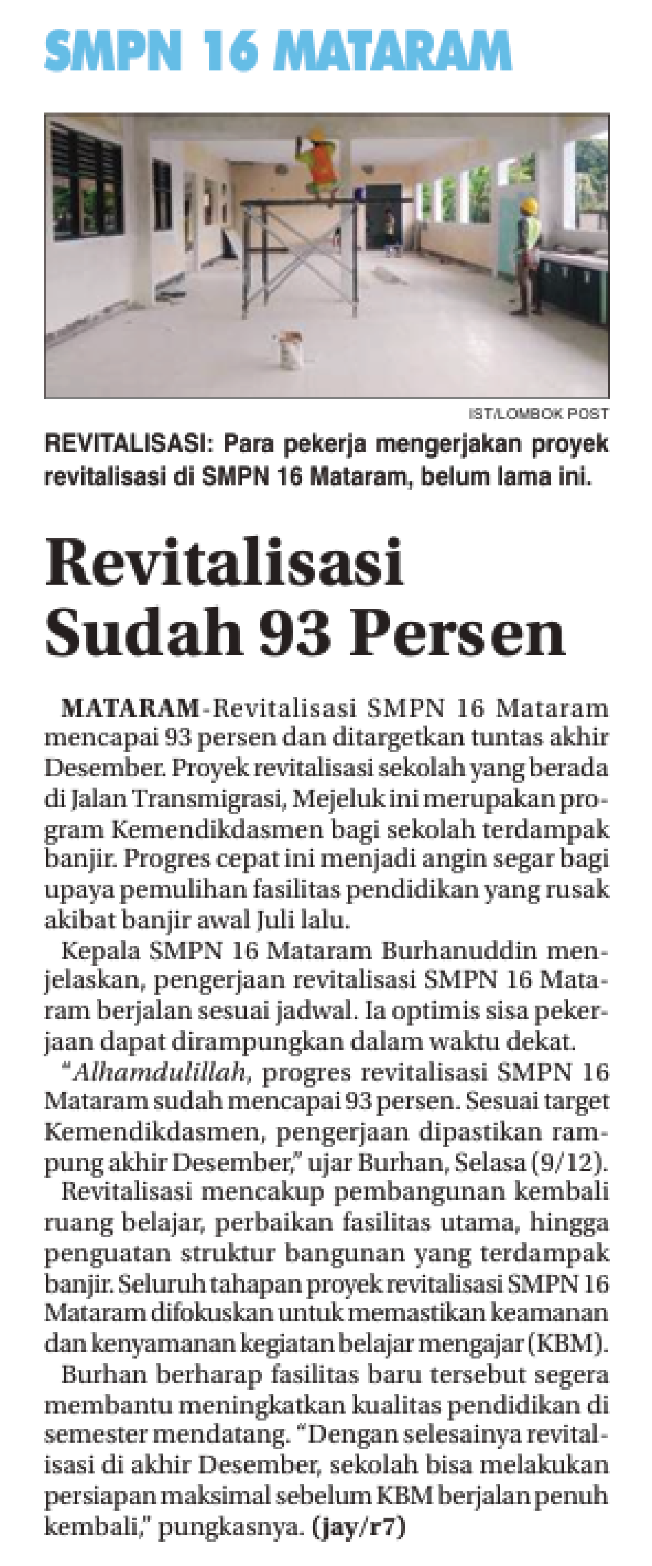 Revitalisasi Sudah 93 Persen