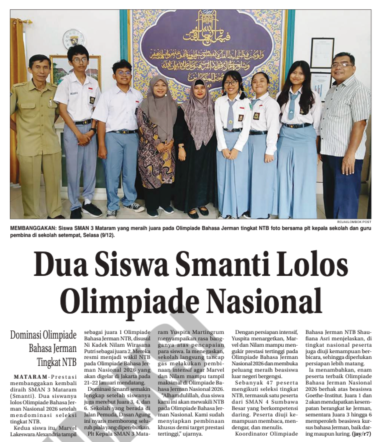 Dua Siswa Smanti Lolos Olimpiade Nasional