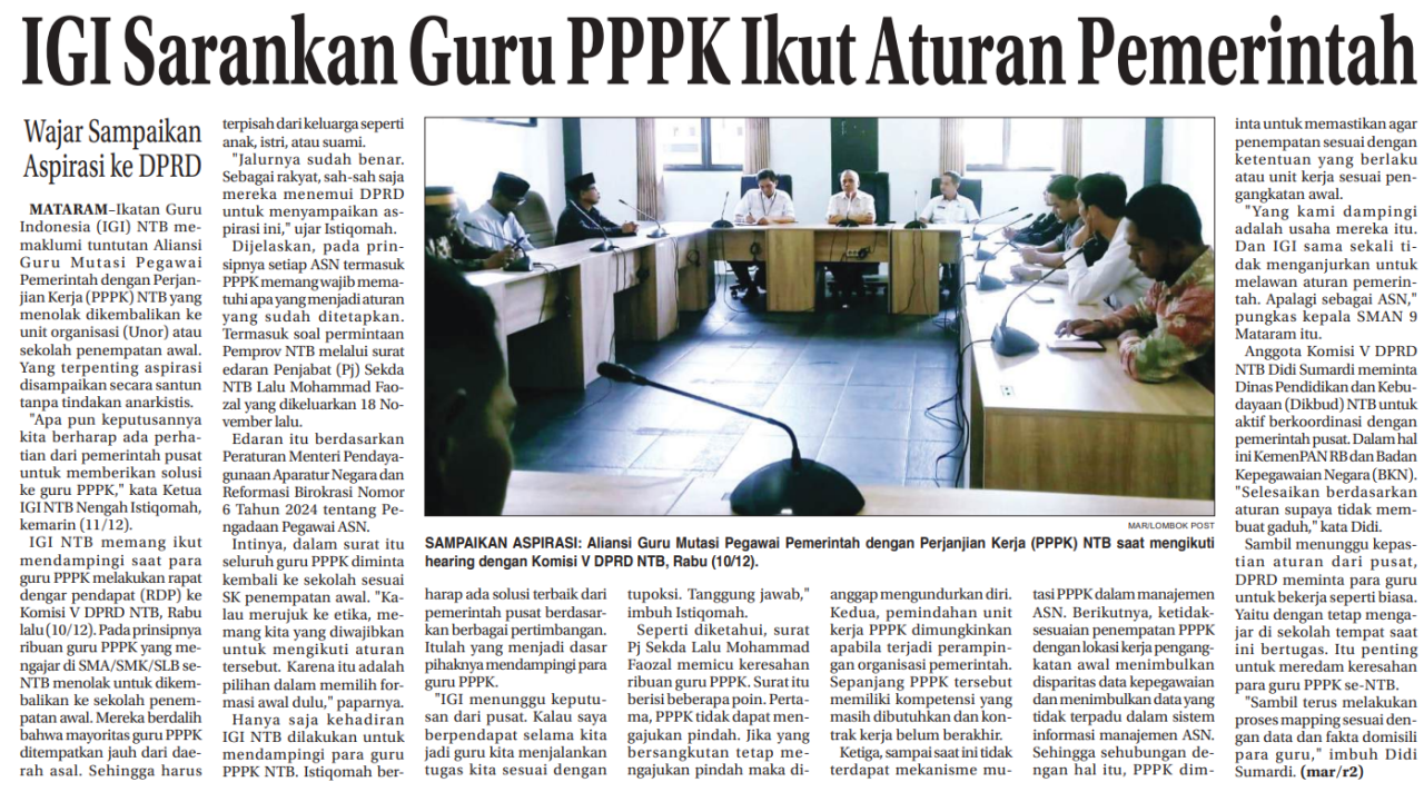 IGI Sarankan Guru PPPK Ikut Aturan Pemerintah