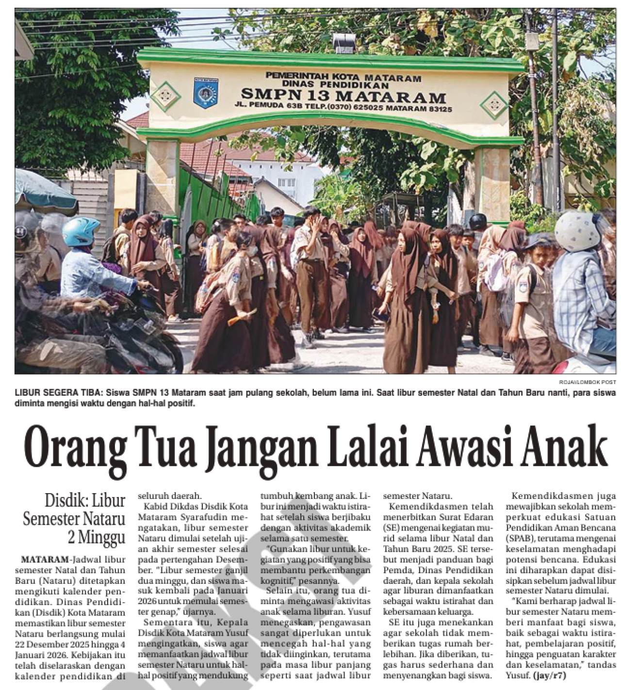 Orang Tua Jangan Lalai Awasi Anak