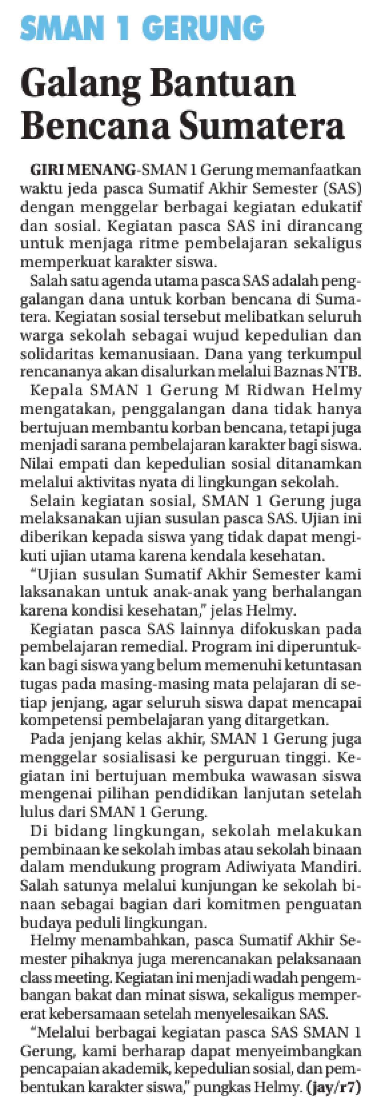 Galang Bantuan Bencana Sumatera