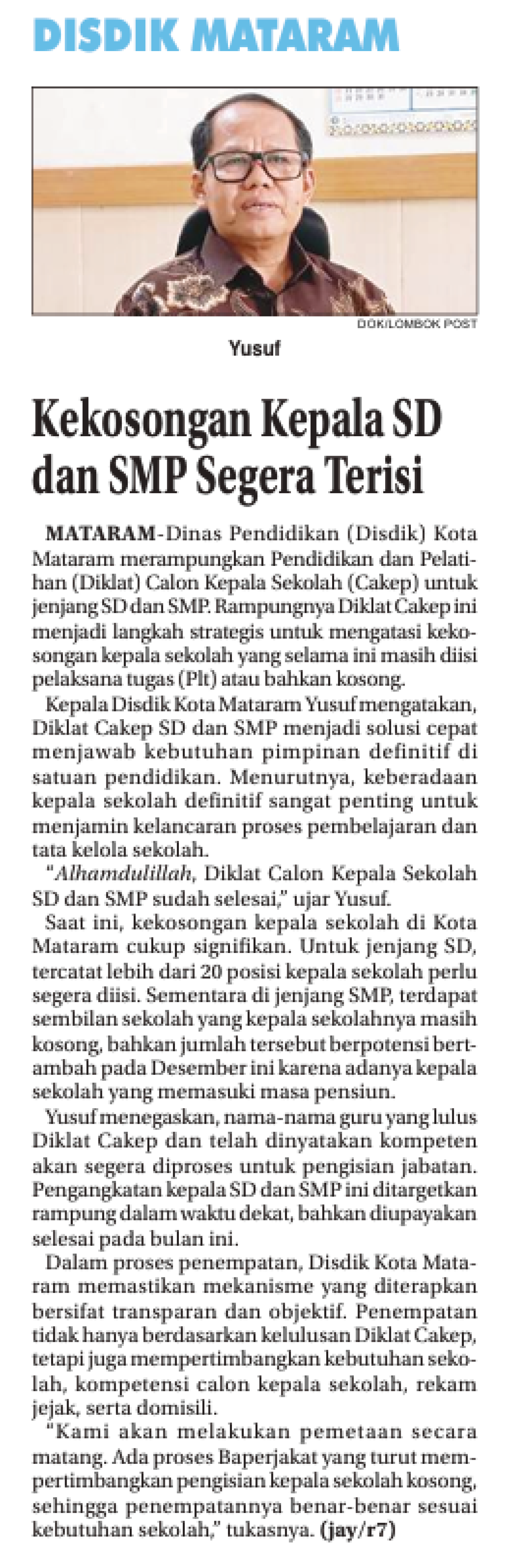 Kekosongan Kepala SD dan SMP Segera Terisi