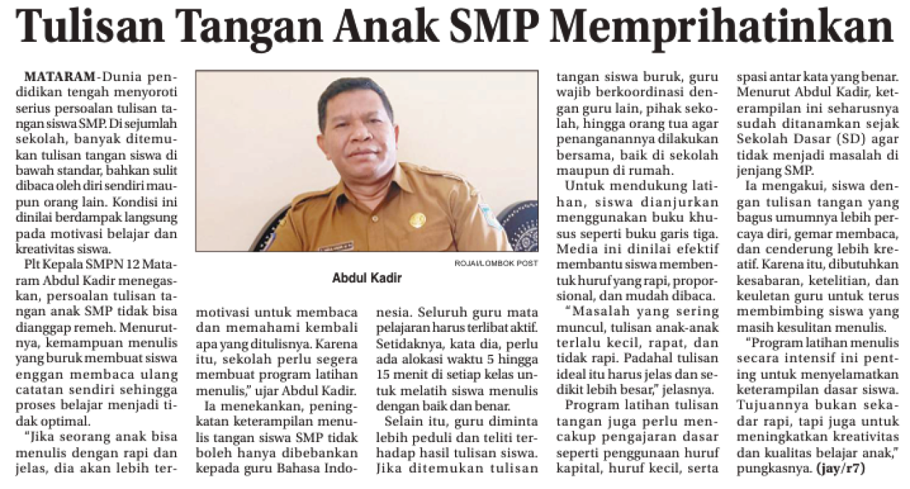 Tulisan Tangan Anak SMP Memprihatinkan
