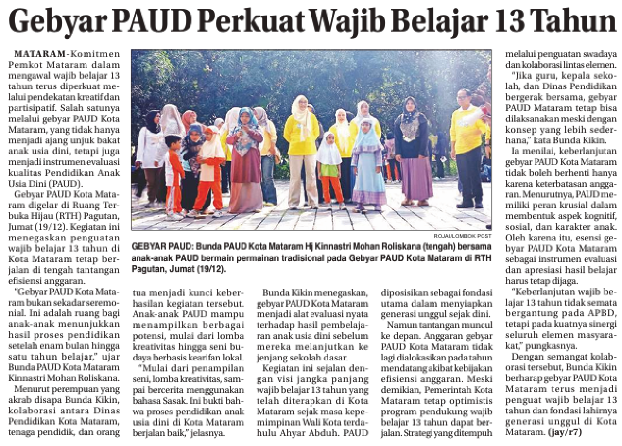 Gebyar PAUD Perkuat Wajib Belajar 13 Tahun