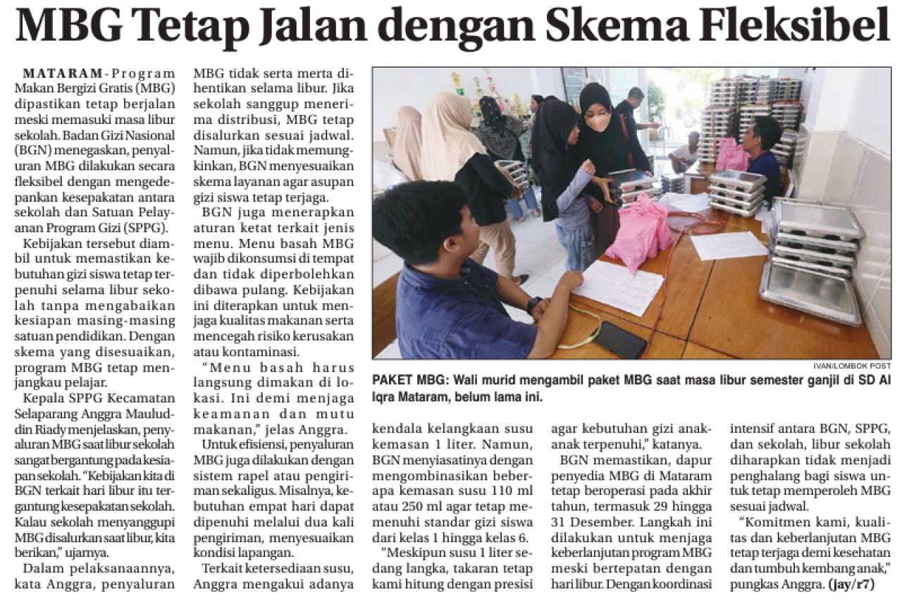 MBG Tetap Jalan Dengan Skema Fleksibel