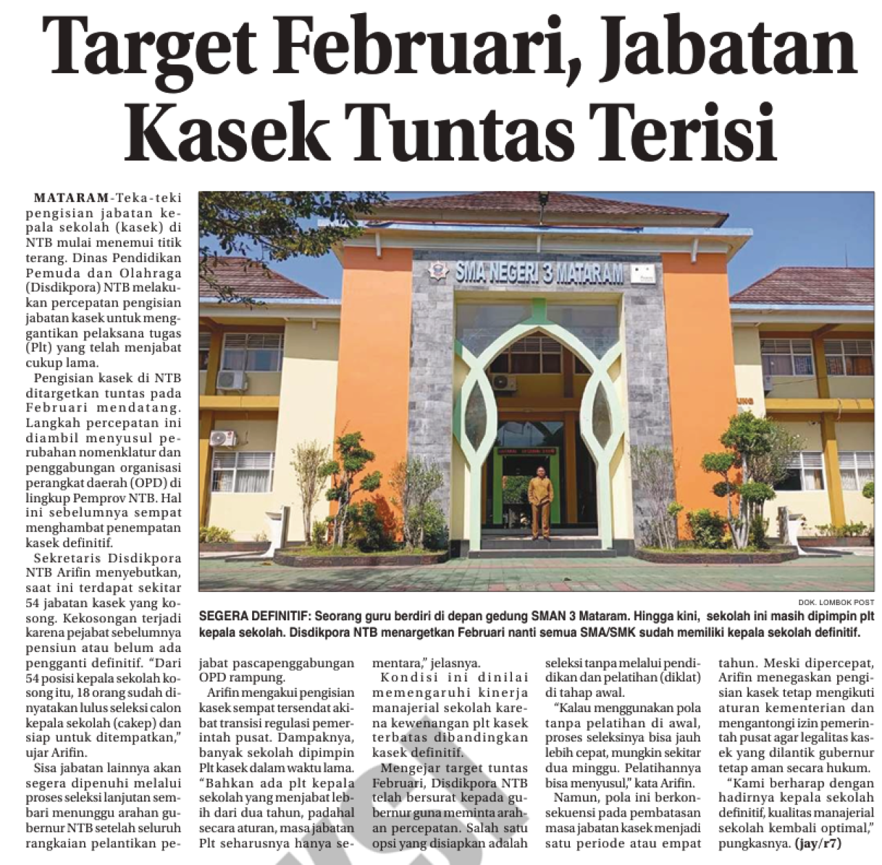 Target Februari, Jabatan Kasek Tuntas Terisi