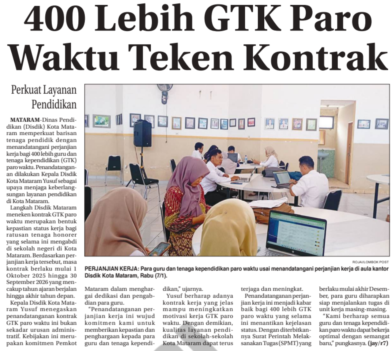 400 Lebih GTK Paro Waktu Teken Kontrak