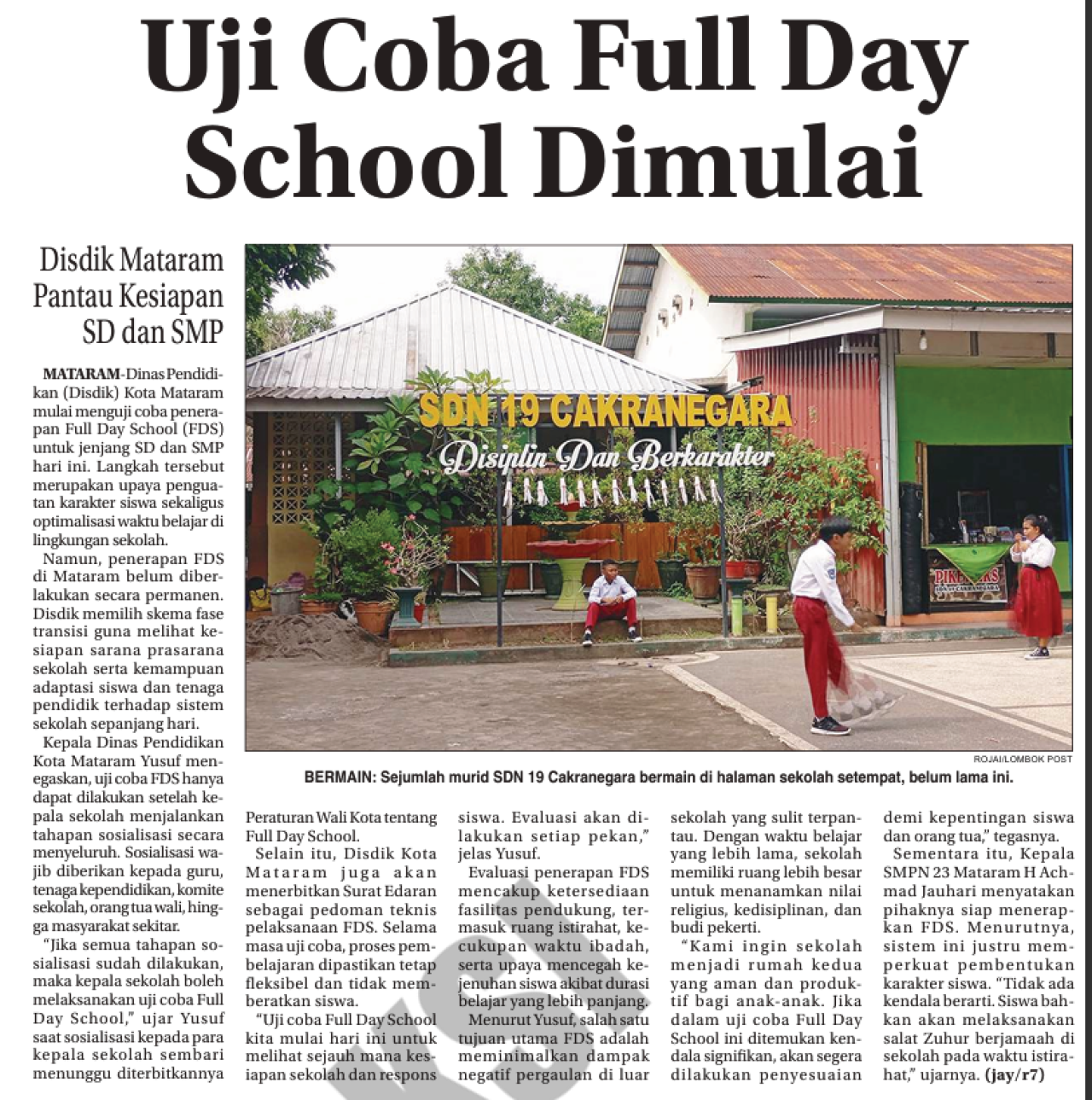 Uji Coba Full Day School Dimulai