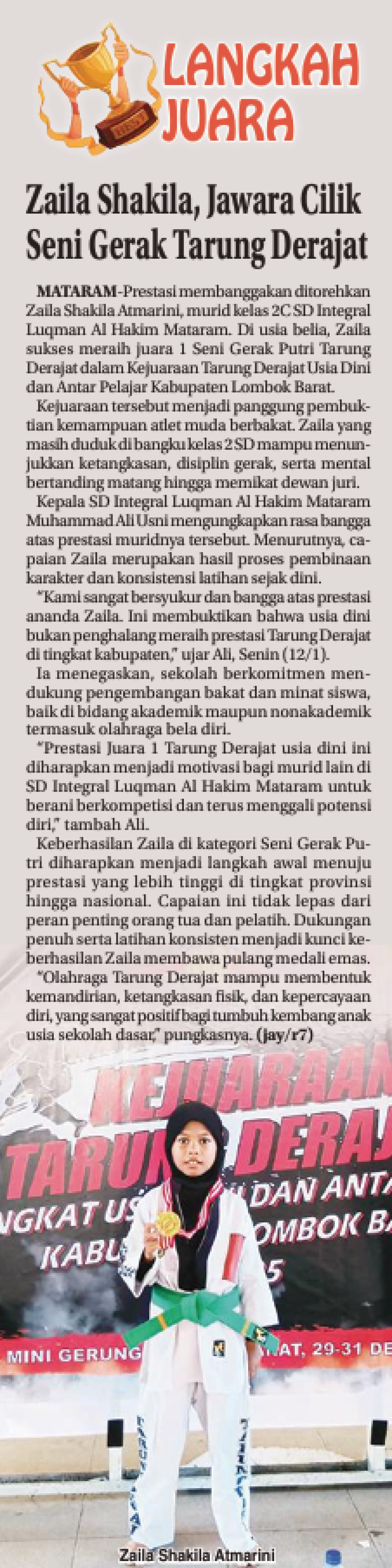 Zaila Shakila, Jawara  Cilik Seni Gerak Tarung Derajat